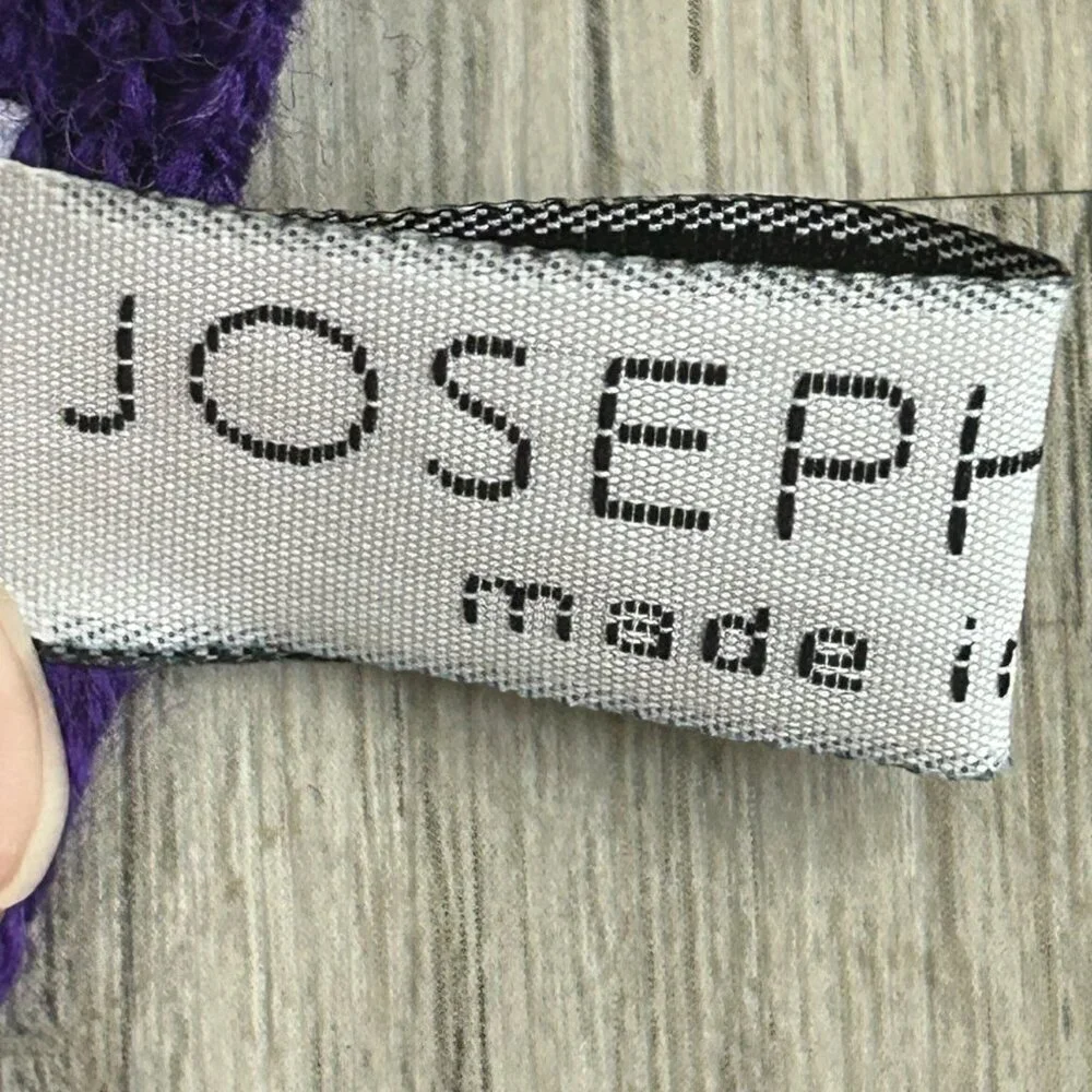 Joseph Tricot Black Tight Knit Scarf & Beanie Set Purple Trim Unisex Winter Warm